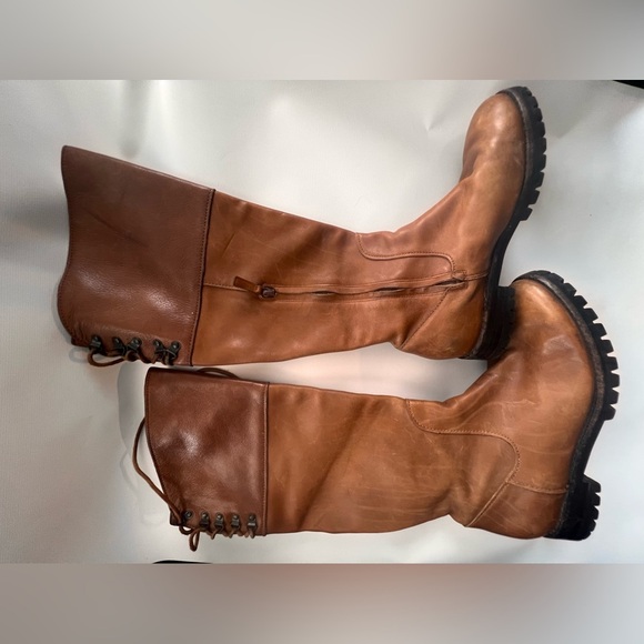 Cole Hahn Tall Boots Cole Haan Brown Leather Arlington tie back Riding Boots 8 - Picture 15 of 16